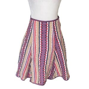 Boden Vintage Geometric Striped Polka Dot Flared A-Line Full Midi Skirt - 6